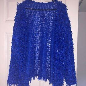 Solid Open Front Fluffy Cardigan